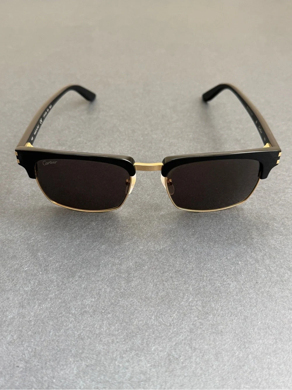 100% Authentic Cartier Black Square Acetate Metal Frame Sunglasses